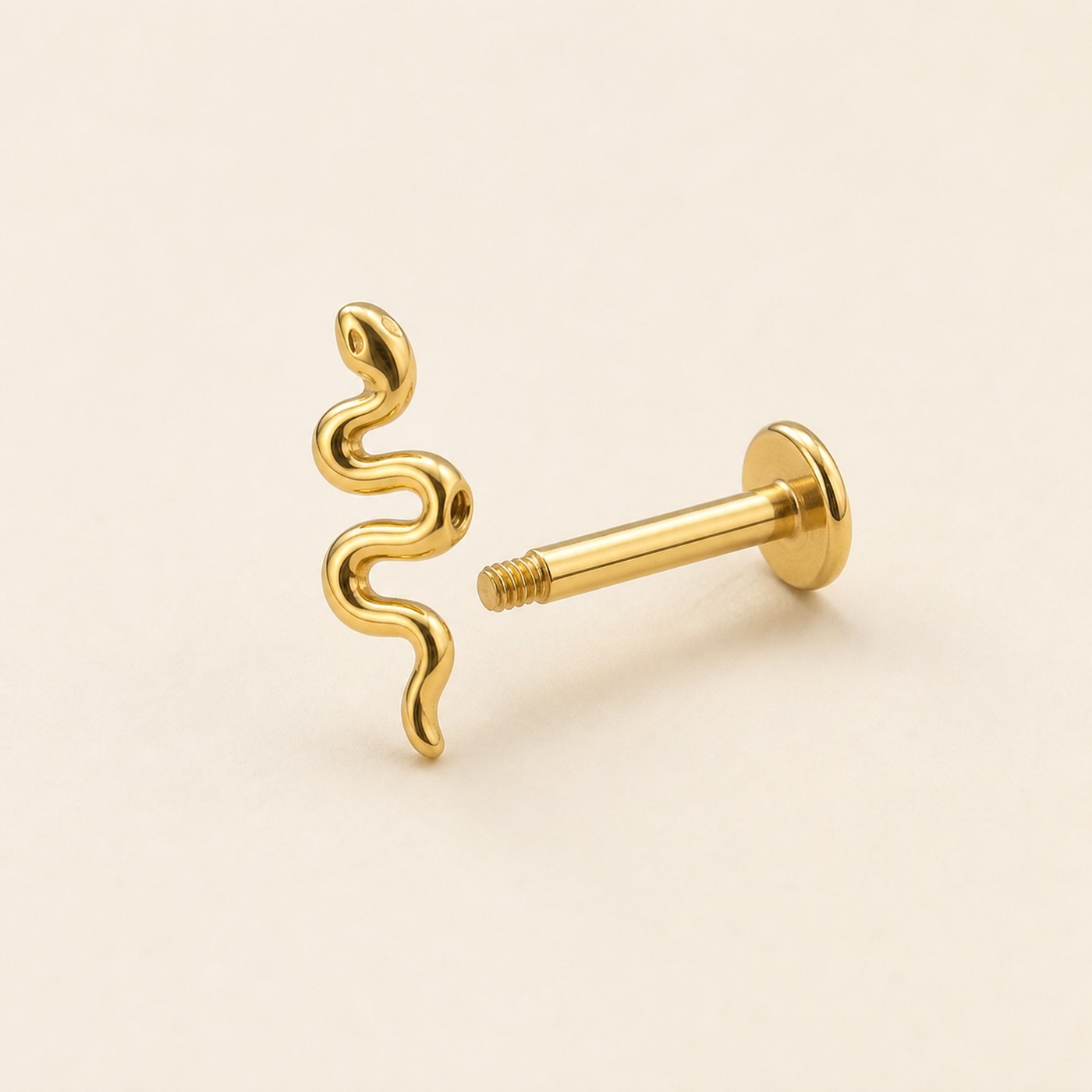 Flat Back Stud Earrings Snake in F136 Titanium product view