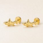 S925 Silver Tiny Animal Stud Earrings in Gold product view