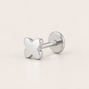 Flat Back Stud Earrings Tiny Four-Petal in F136 Titanium product view