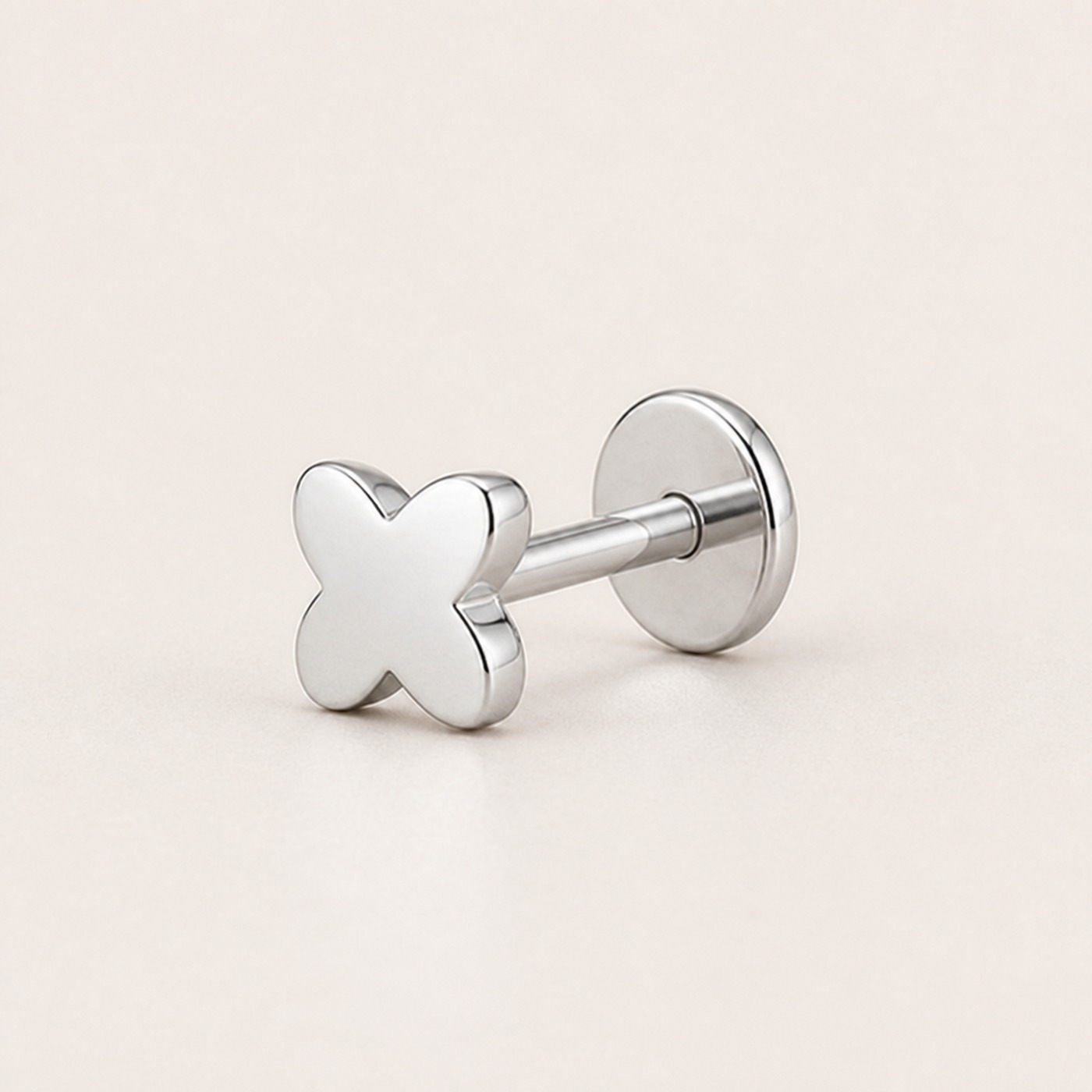 Flat Back Stud Earrings Tiny Four-Petal in F136 Titanium product view