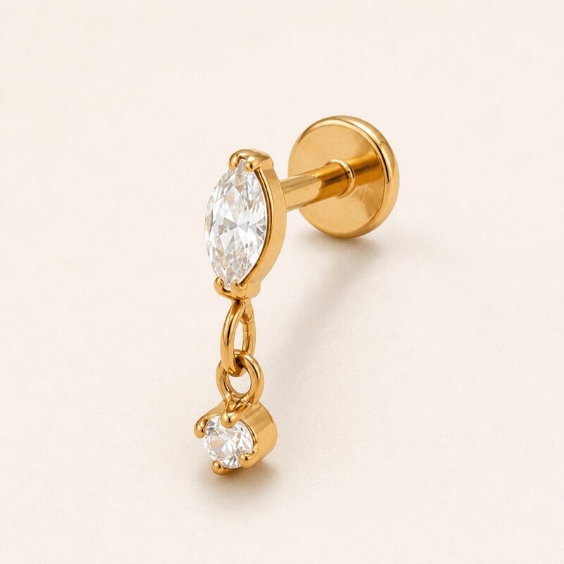 Flat Back Earrings Crystal Chain in Titanium product view