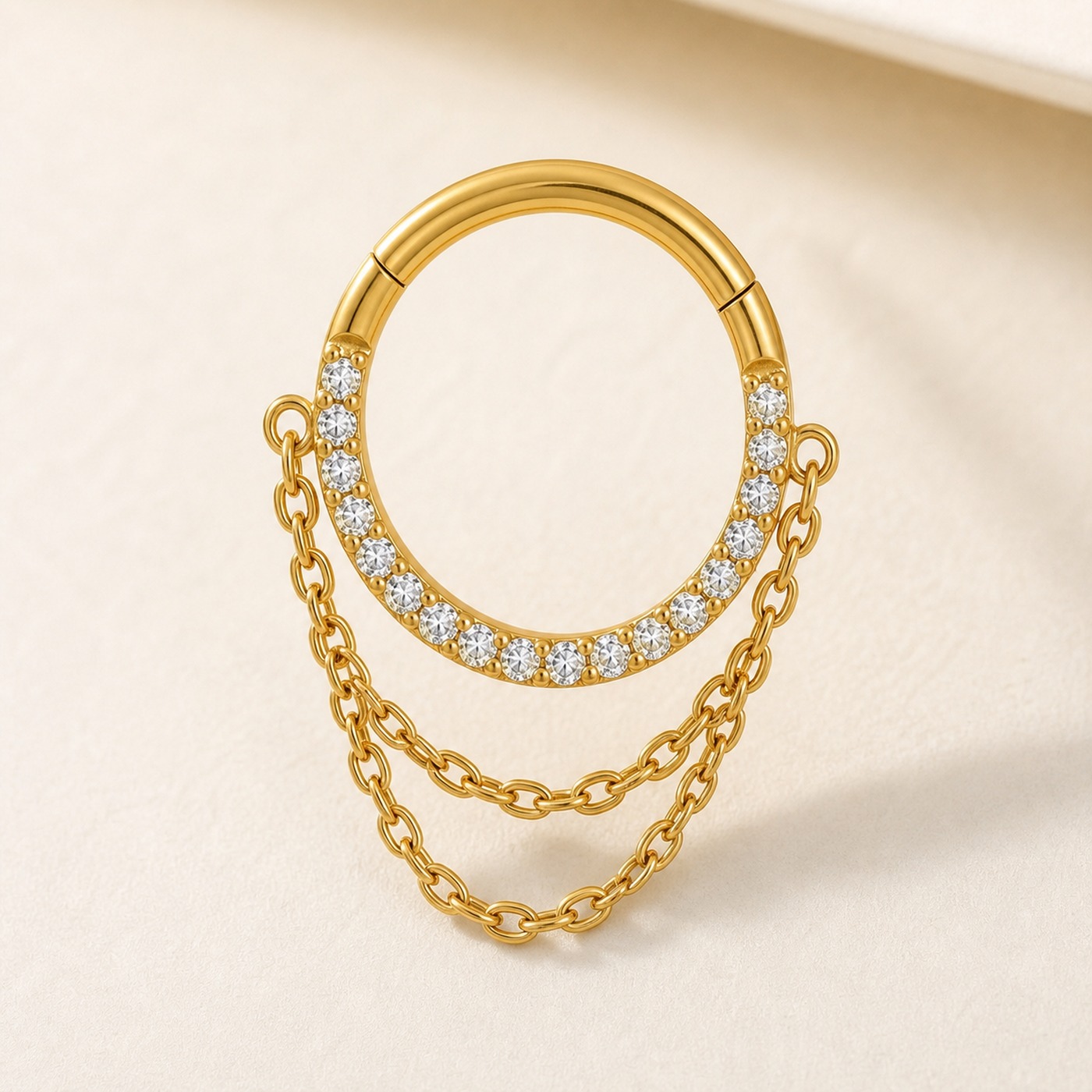 Titanium Hoop Earrings Stellar Chain Eternity Hinged Segment for Sensitive Ears product view