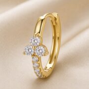 Hypoallergenic Hoop Earrings Kaia Crystal Lotus Pave Eternity with S925 Silver post and backing detail