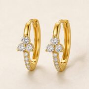 Hypoallergenic Hoop Earrings Kaia Crystal Lotus Pave Eternity with S925 Silver product view