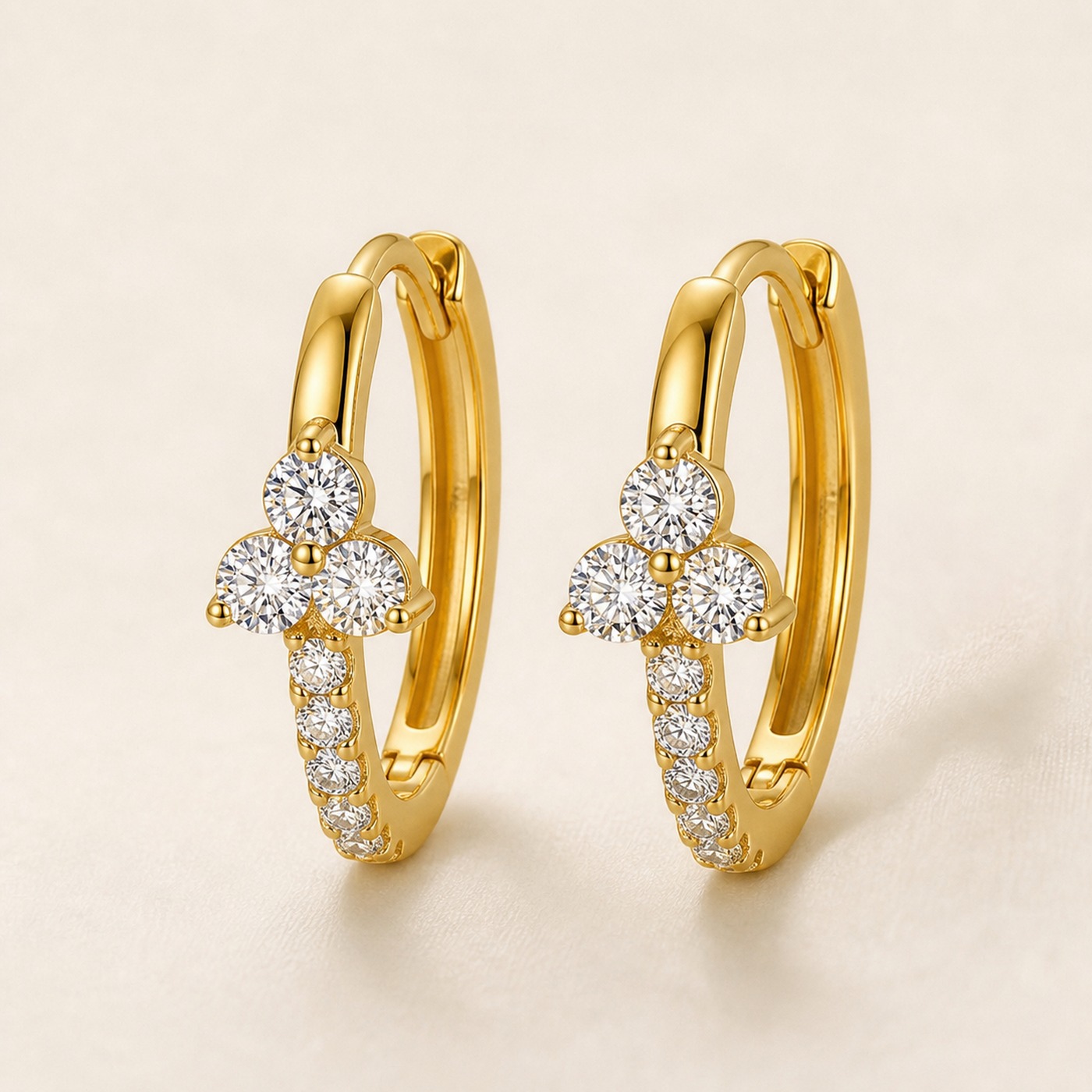Hypoallergenic Hoop Earrings Kaia Crystal Lotus Pave Eternity with S925 Silver product view