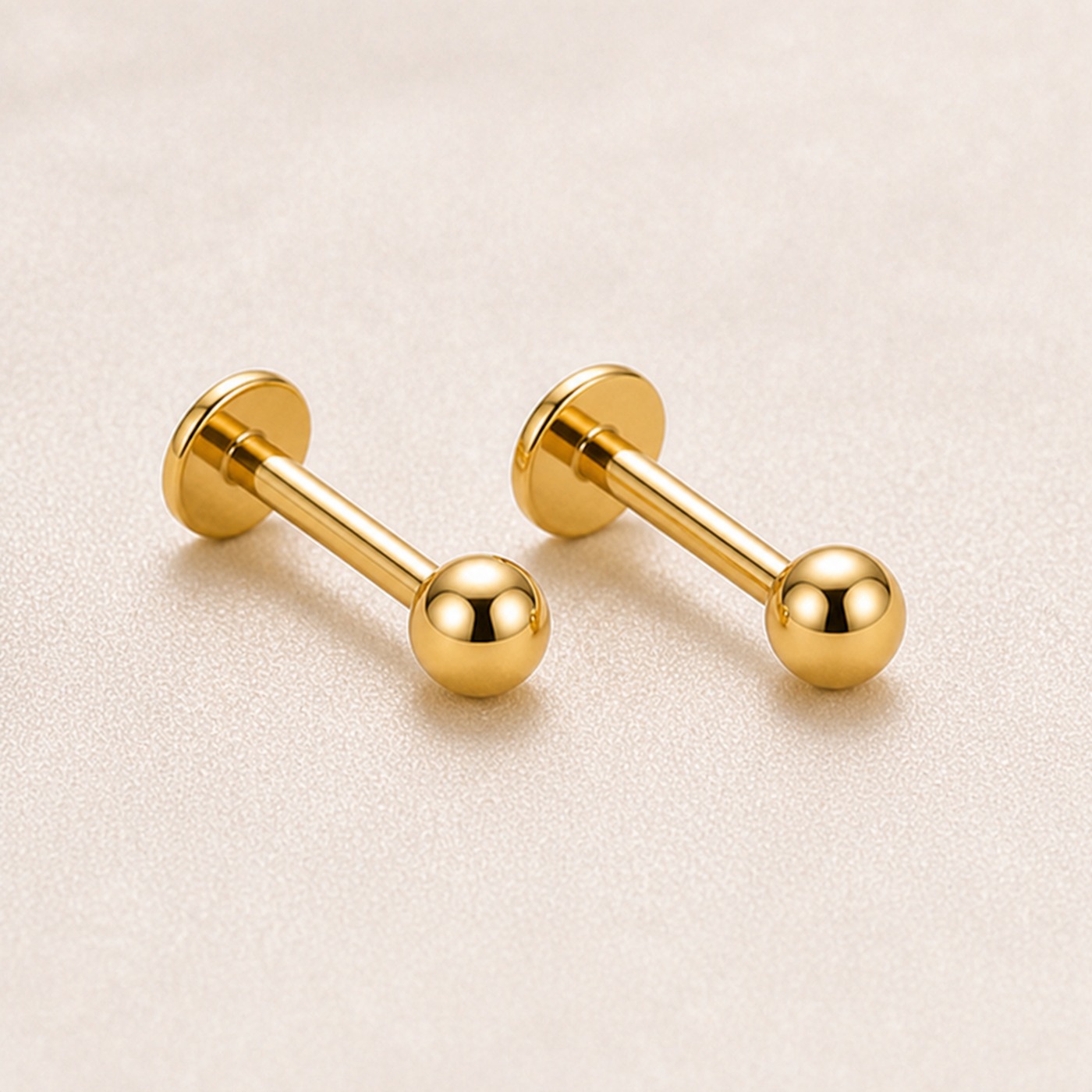 Flat Back Stud Earrings Val Polished Ball Ear in F136 Titanium product view