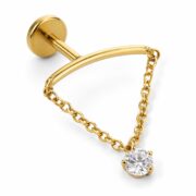 Flat Back Hidden Helix Crystal Chain Drop Earring in Titanium post and backing detail