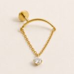 Flat Back Hidden Helix Crystal Chain Drop Earring in Titanium product view