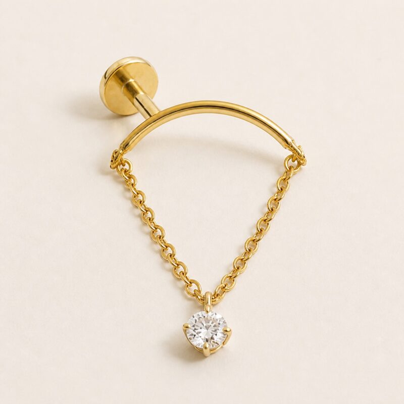 Flat Back Hidden Helix Crystal Chain Drop Earring in Titanium product view