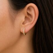 Titanium Hoop Earrings Jane Crystal Pave Eternity for Sensitive Ears worn on one ear