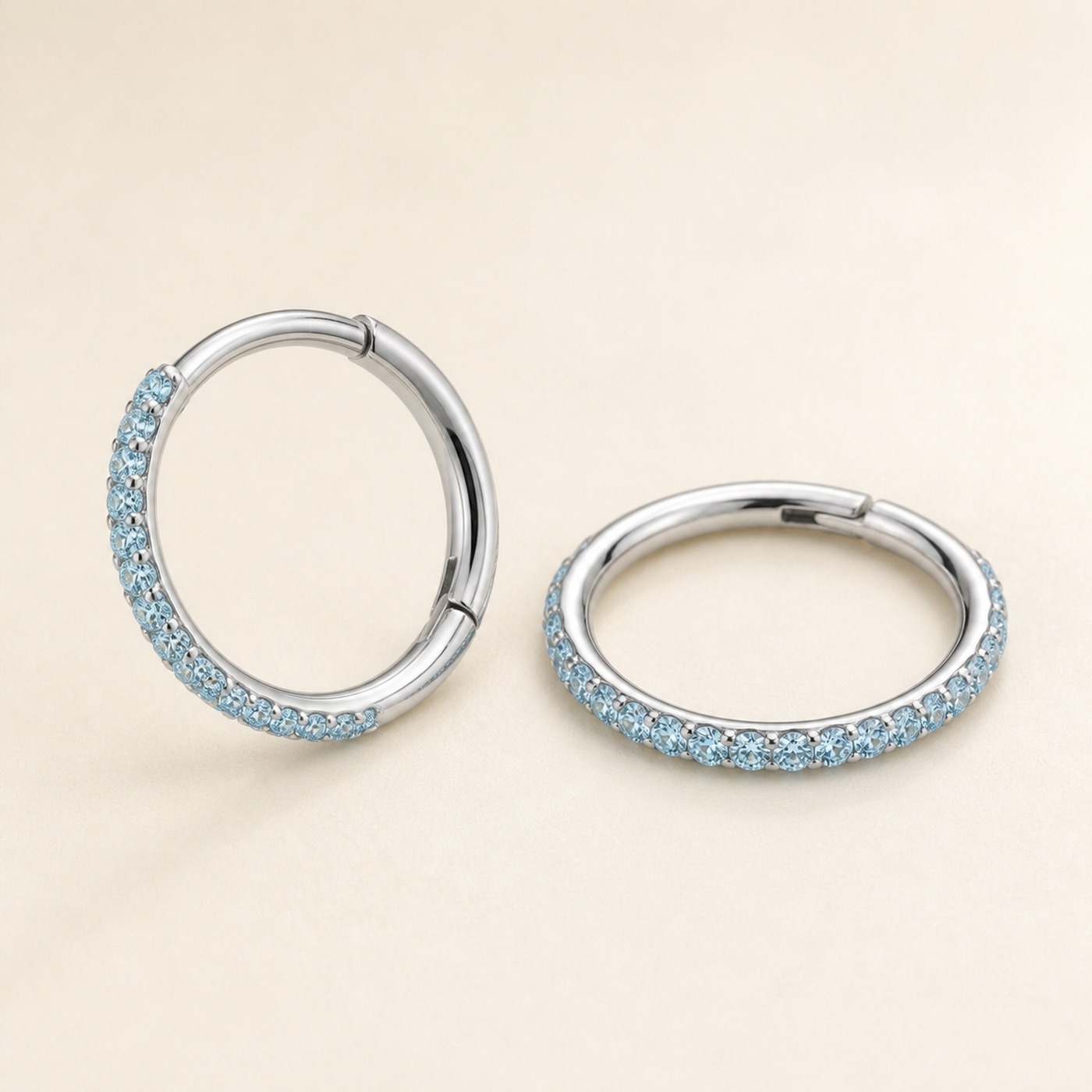 Titanium Hoop Earrings Shine Crystal Pave for Sensitive Ears product view