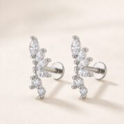 Titanium Stud Earrings Dynasty 6 Crystal Prong Leaf Ear for Sensitive Ears product view