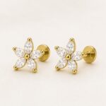 Titanium Stud Earrings Stardew Flower Ear for Sensitive Ears product view