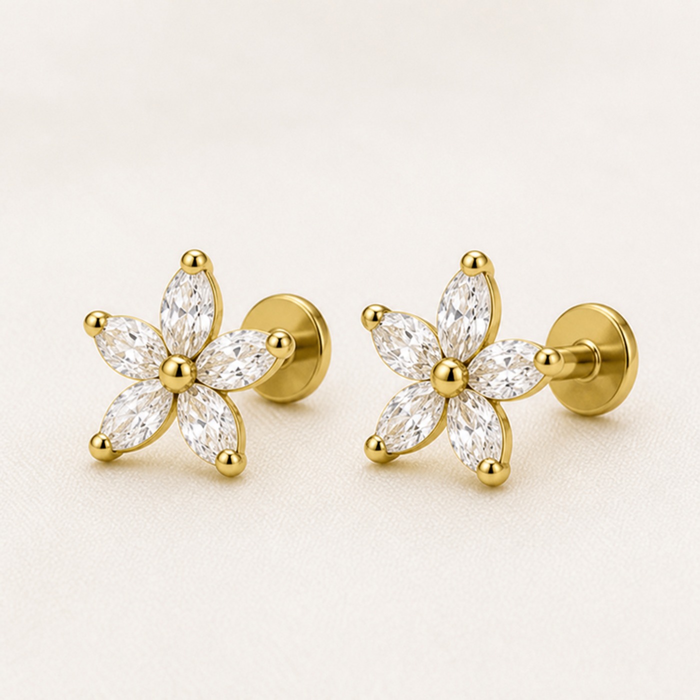 Titanium Stud Earrings Stardew Flower Ear for Sensitive Ears product view