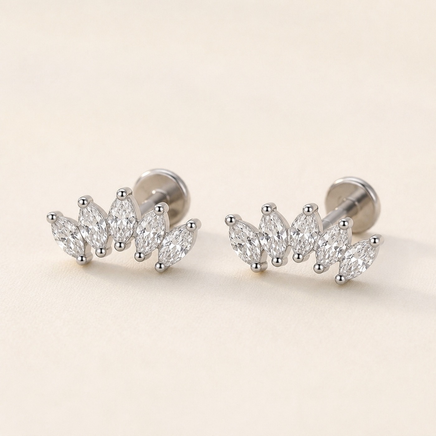 Stud Earrings Harlow Five Marquise Ear with S925 Silver product view