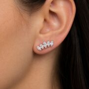 Stud Earrings Harlow Five Marquise Ear with S925 Silver worn on one ear