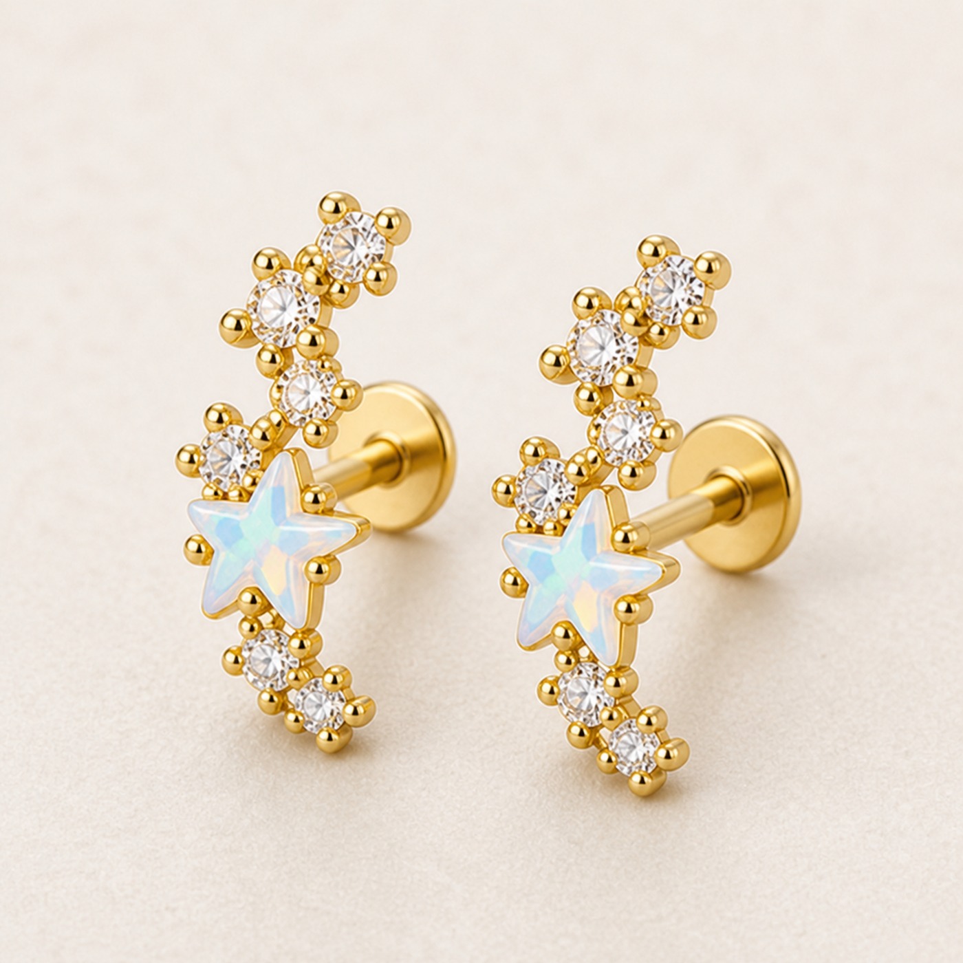 Titanium Stud Earrings Galaxy Cluster Aurora Borealis Crystal Star Ear for Sensitive Ears product view
