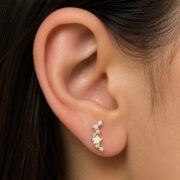 Titanium Stud Earrings Galaxy Cluster Aurora Borealis Crystal Star Ear for Sensitive Ears worn on one ear
