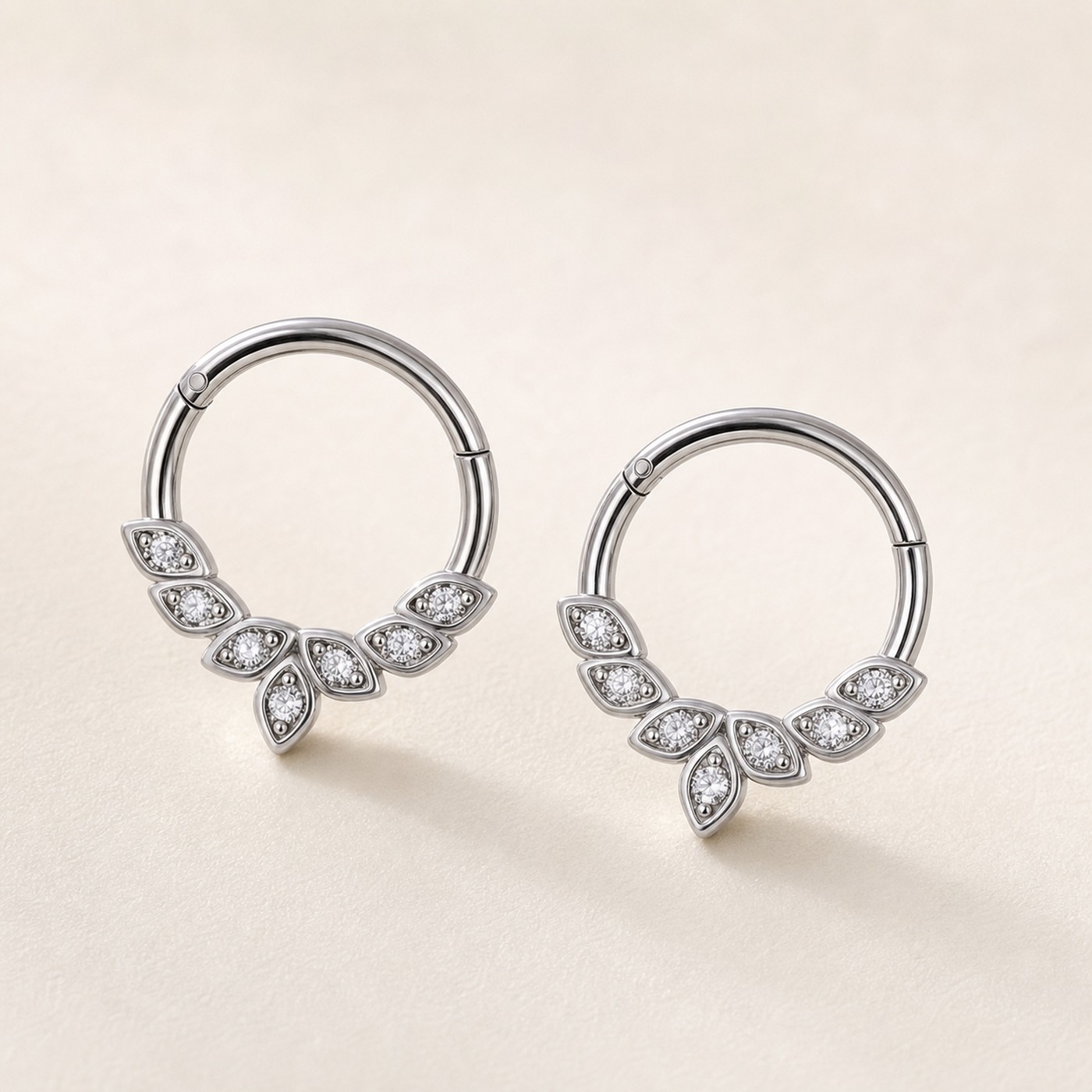 Titanium Hoop Earrings Laila Crystal Angel Wing Ear for Sensitive Ears product view