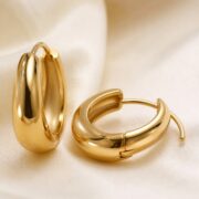Titanium Hoop Earrings Brandy Chunky Dome Polished for Sensitive Ears post and backing detail