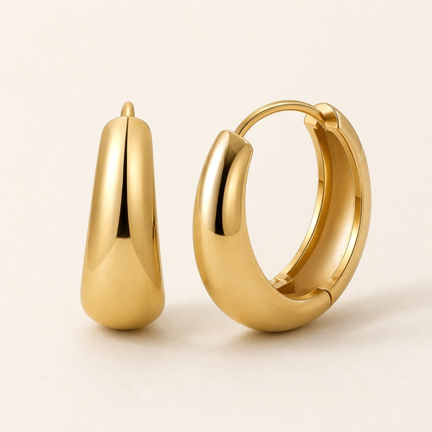 Titanium Hoop Earrings Brandy Chunky Dome Polished for Sensitive Ears product view