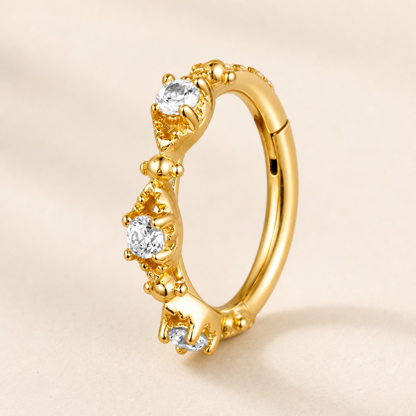 Hypoallergenic Hoop Earrings Couture Crystal Milgrain Eternity Hinged Segment with S925 Silver product view