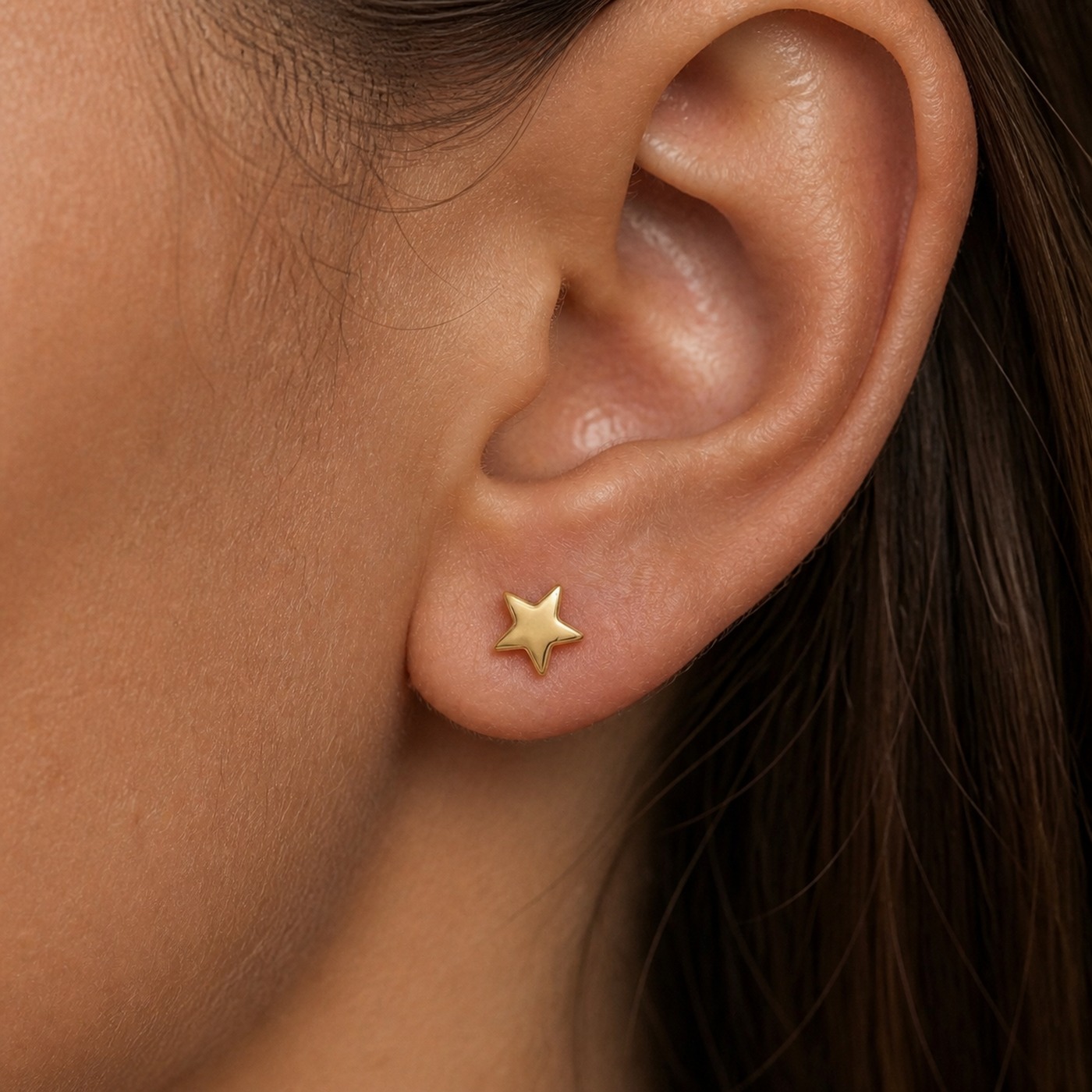 Titanium Stud Earrings Twinkle Little Star for Sensitive Ears worn on one ear