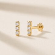 Flat Back Stud Earrings Jewel Bar with S925 Silver product view