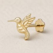 Flat Back Stud Earrings Hummingbird in F136 Titanium post and backing detail