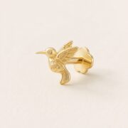 Flat Back Stud Earrings Hummingbird in F136 Titanium product view