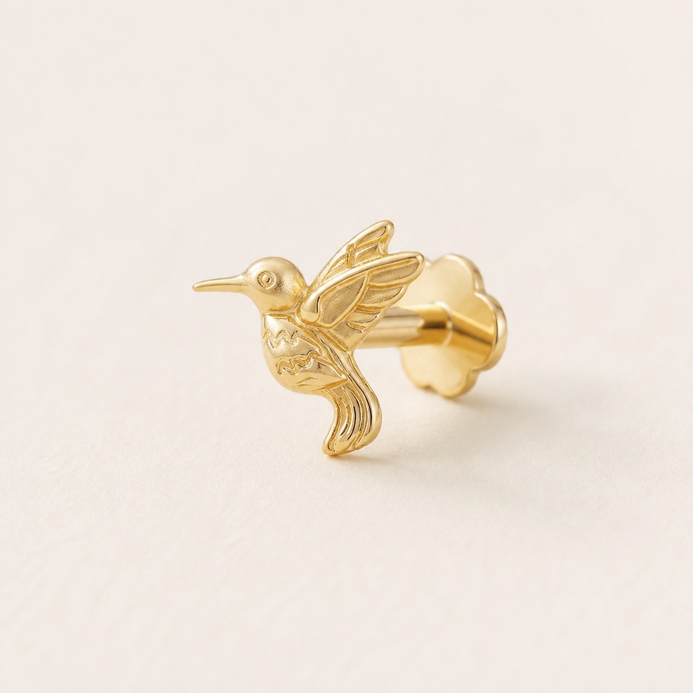 Flat Back Stud Earrings Hummingbird in F136 Titanium product view
