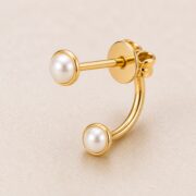 Stud Earrings Pearl Double Ear Jacket with S925 Silver post and backing detail