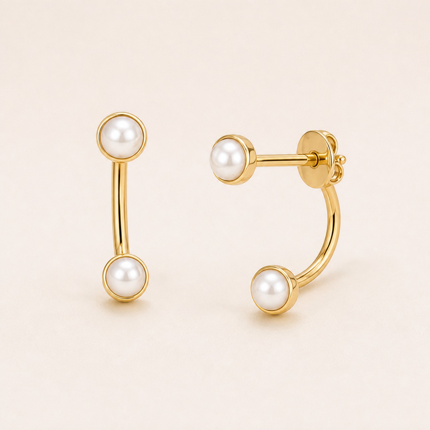 Stud Earrings Pearl Double Ear Jacket with S925 Silver product view