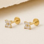 Flat Back Stud Earrings Crystal Flower in F136 Titanium product view