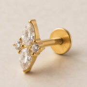 Flat Back Stud Earrings Crystal Marquise in F136 Titanium - back and hardware detail