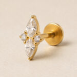 Flat Back Stud Earrings Crystal Marquise in F136 Titanium - product view