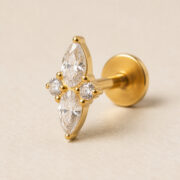 Flat Back Stud Earrings Crystal Marquise in F136 Titanium - product view