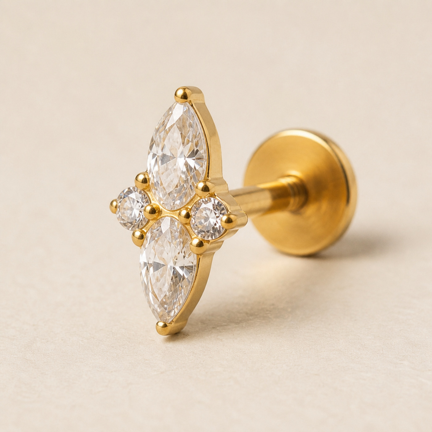 Flat Back Stud Earrings Crystal Marquise in F136 Titanium - product view Flat Back Stud Earrings Crystal Marquise in F136 Titanium - product view