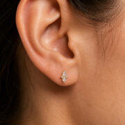 Flat Back Stud Earrings Crystal Marquise in F136 Titanium - worn on one ear