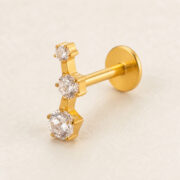 Flat Back Stud Earrings Crystal Trio in F136 Titanium - back and hardware detail