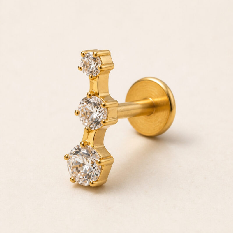 Flat Back Stud Earrings Crystal Trio in F136 Titanium - product view