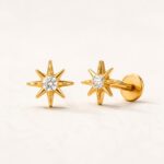 Flat Back Stud Earrings Crystal Starburst in F136 Titanium product view