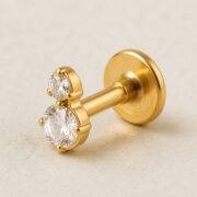 Flat Back Stud Earrings Crystal Twin Dot in F136 Titanium - back and hardware detail