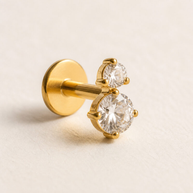 Flat Back Stud Earrings Crystal Twin Dot in F136 Titanium - product view