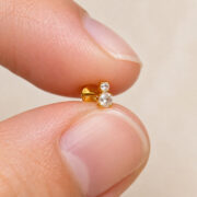 Flat Back Stud Earrings Crystal Twin Dot in F136 Titanium - fingertip scale view