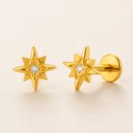Flat Back Stud Earrings Crystal North Star in F136 Titanium product view