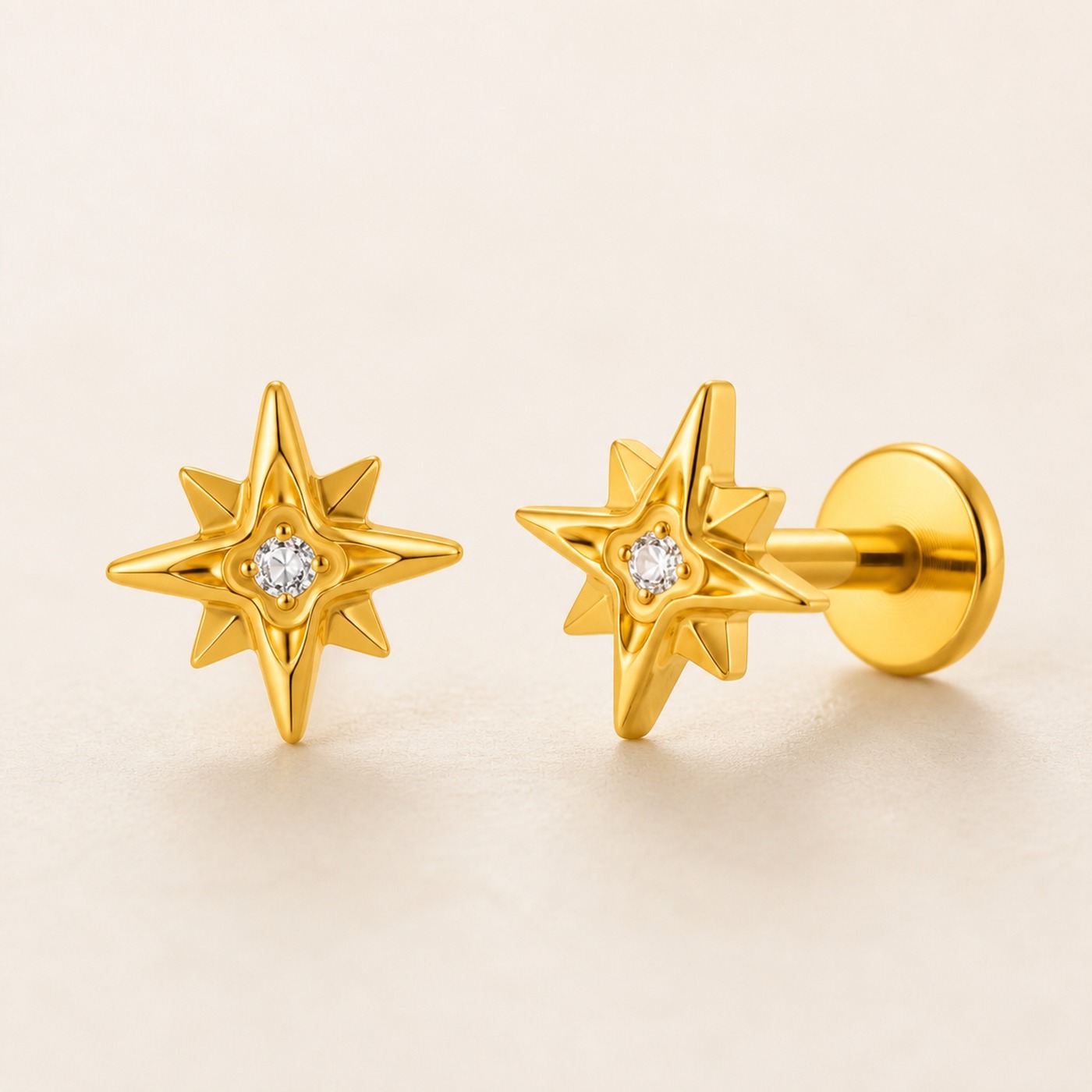 Flat Back Stud Earrings Crystal North Star in F136 Titanium product view