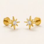 Flat Back Stud Earrings Celestial Sunburst in F136 Titanium product view