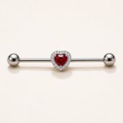 G23 Titanium Heart Crystal Industrial Barbell Earring product view
