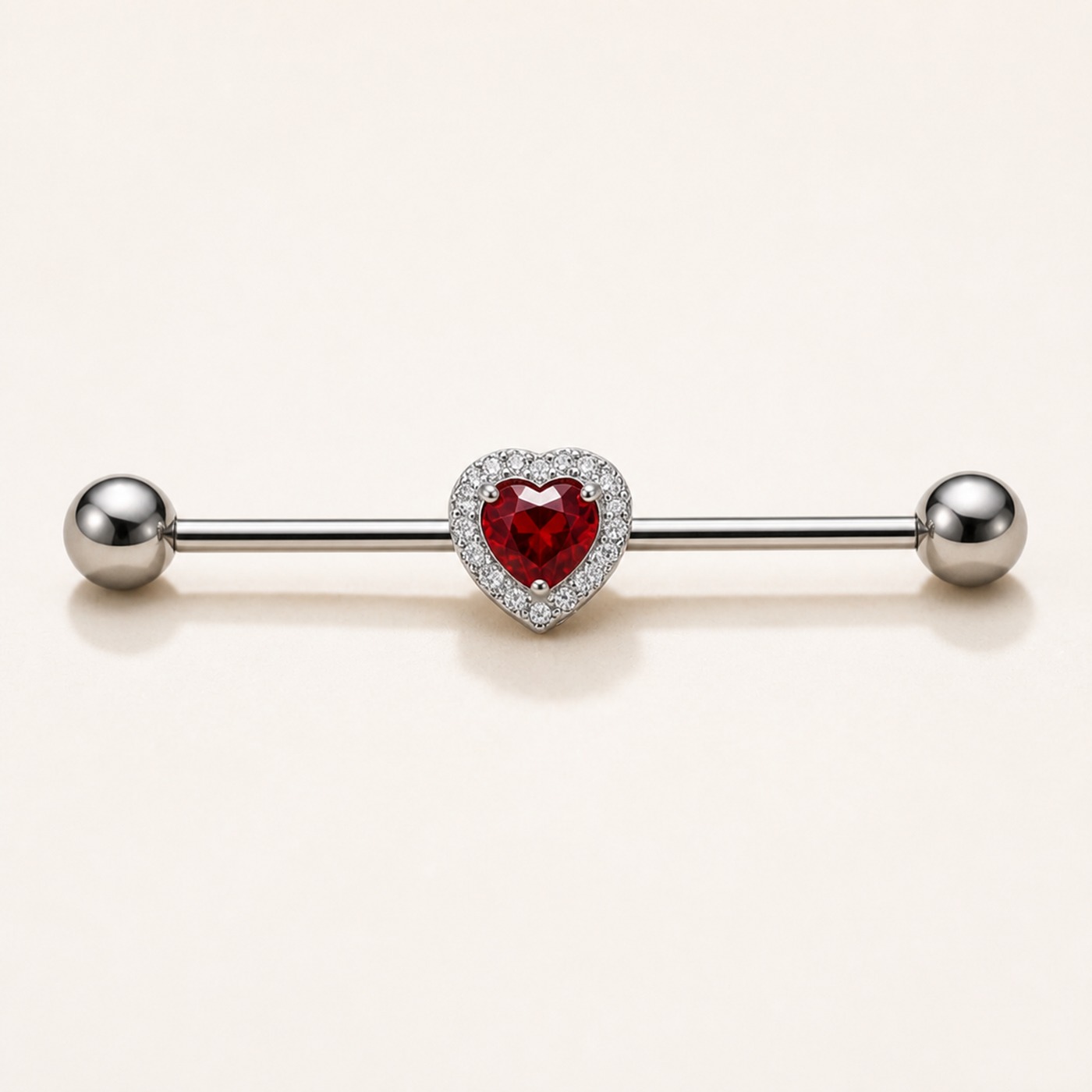 G23 Titanium Heart Crystal Industrial Barbell Earring product view G23 Titanium Heart Crystal Industrial Barbell Earring product view